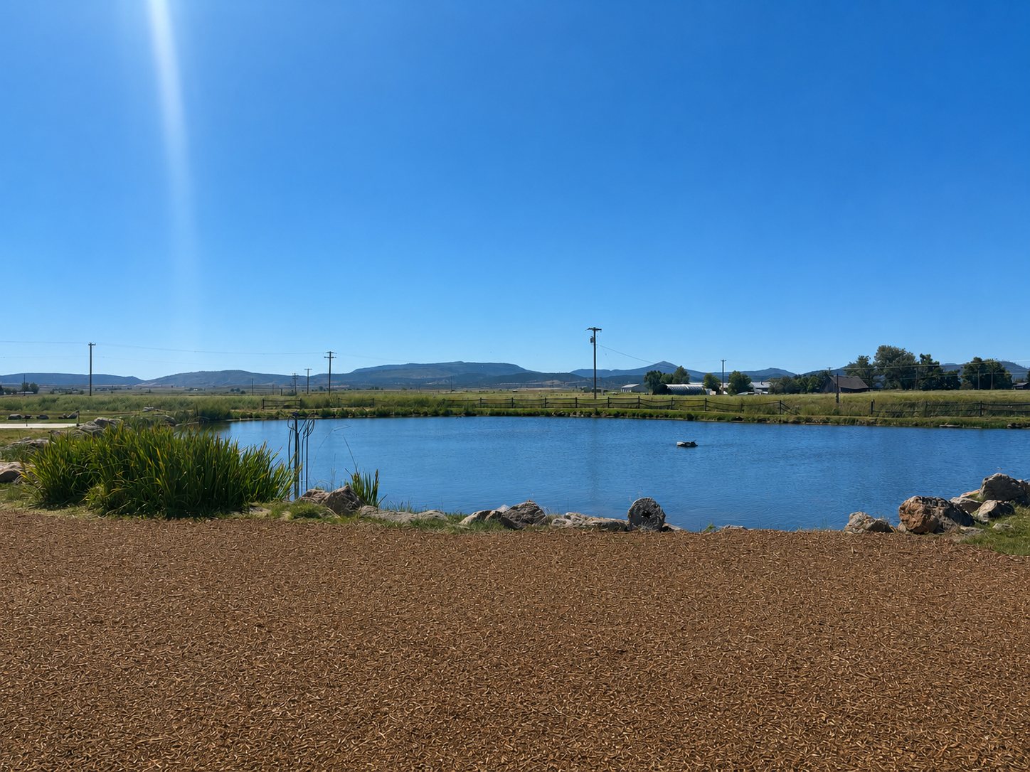 Pond and mountain view